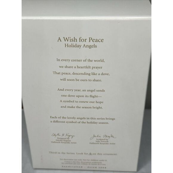 2008 Hallmark Keepsake Ornament Holiday Angels A Wish For Peace 3rd in Series - Picture 3 of 7